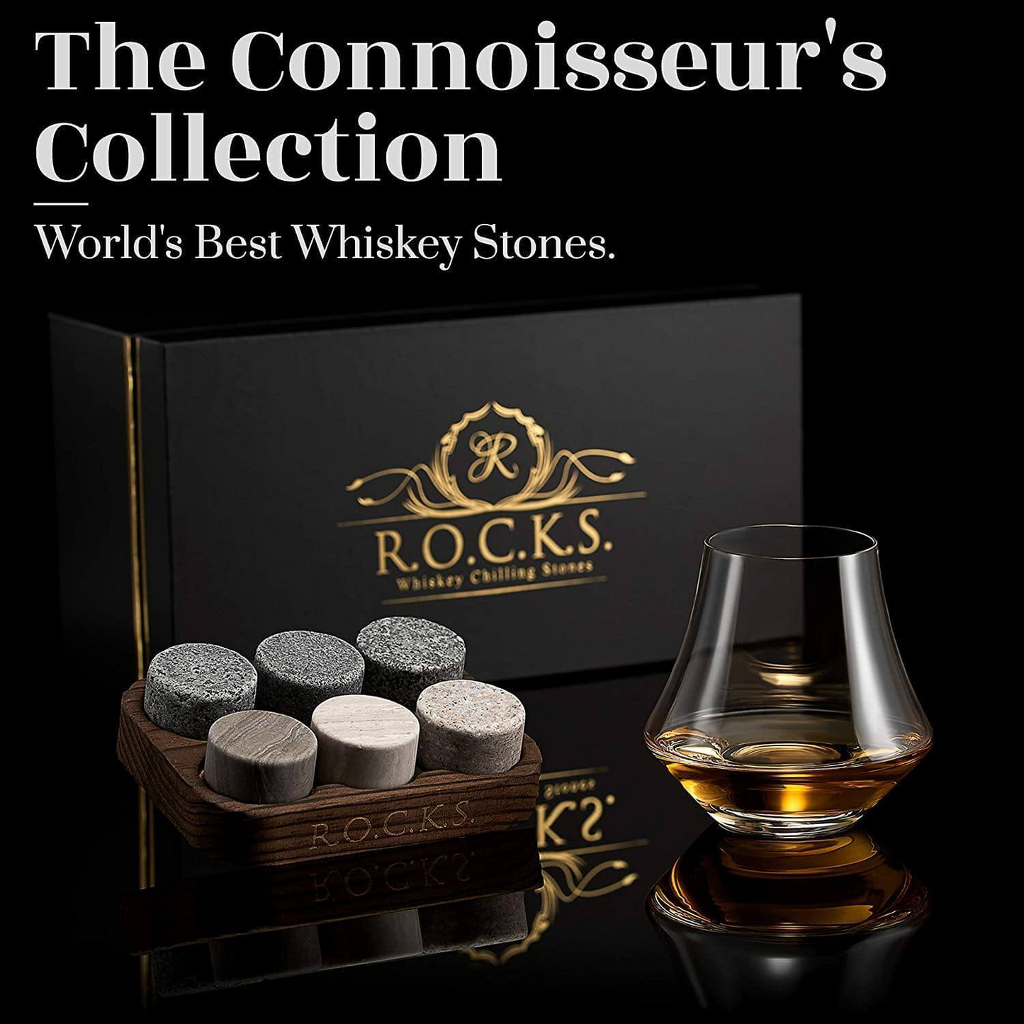 Fast-Cooling Whiskey Stones & Flavor-Enhancing Glass