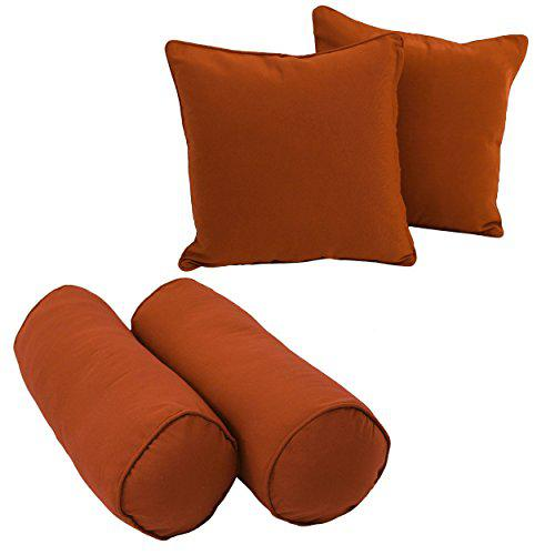 Double-corded Solid Twill Throw Pillows with Inserts (Set of 4)