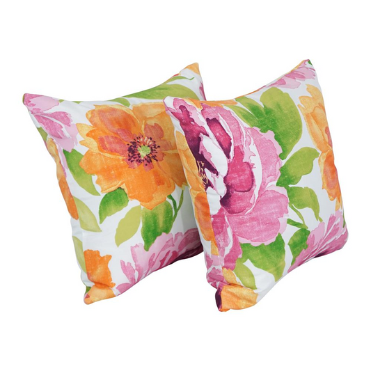 Watercolor Blooms: 17" Outdoor Throw Pillows