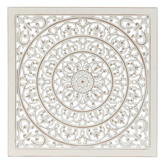 Blooming Charm: Square Wood Panel with Floral Design