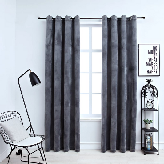 Plush Anthracite Velvet Blackout Curtains (54"x 63")