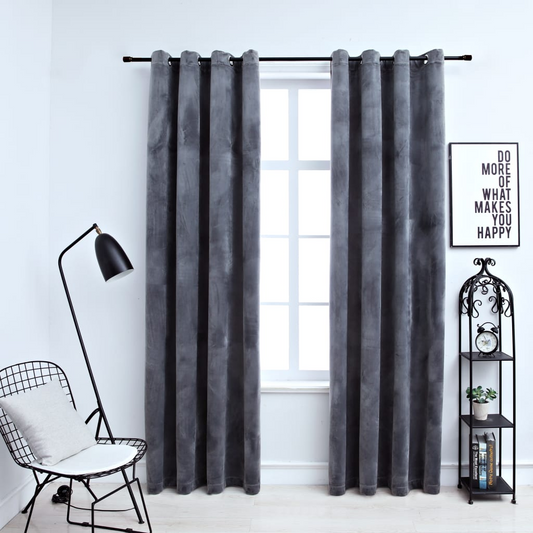 Plush Anthracite Velvet Blackout Curtains (54"x 84)