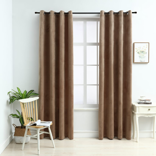 Enhanced Comfort & Style: Beige Velvet Blackout Curtains (54"x 63")