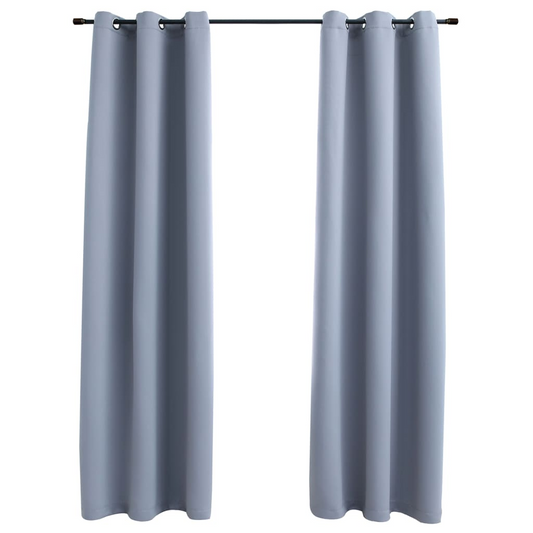 vidaXL Blackout Curtains with Rings 2 pcs Gray 37"x95" Fabric