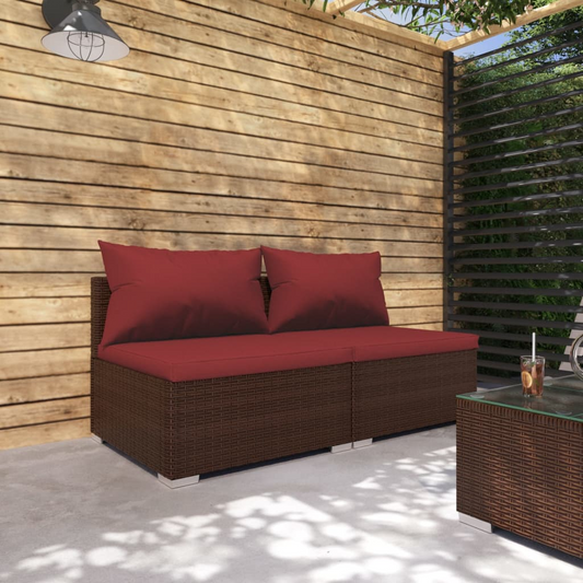 2-Piece Patio Lounge Set with Cushions in Cherry