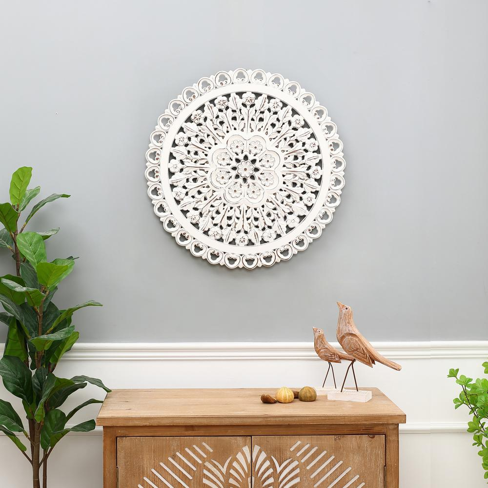 French Country Charm: Distressed White Wood Floral Wall Art