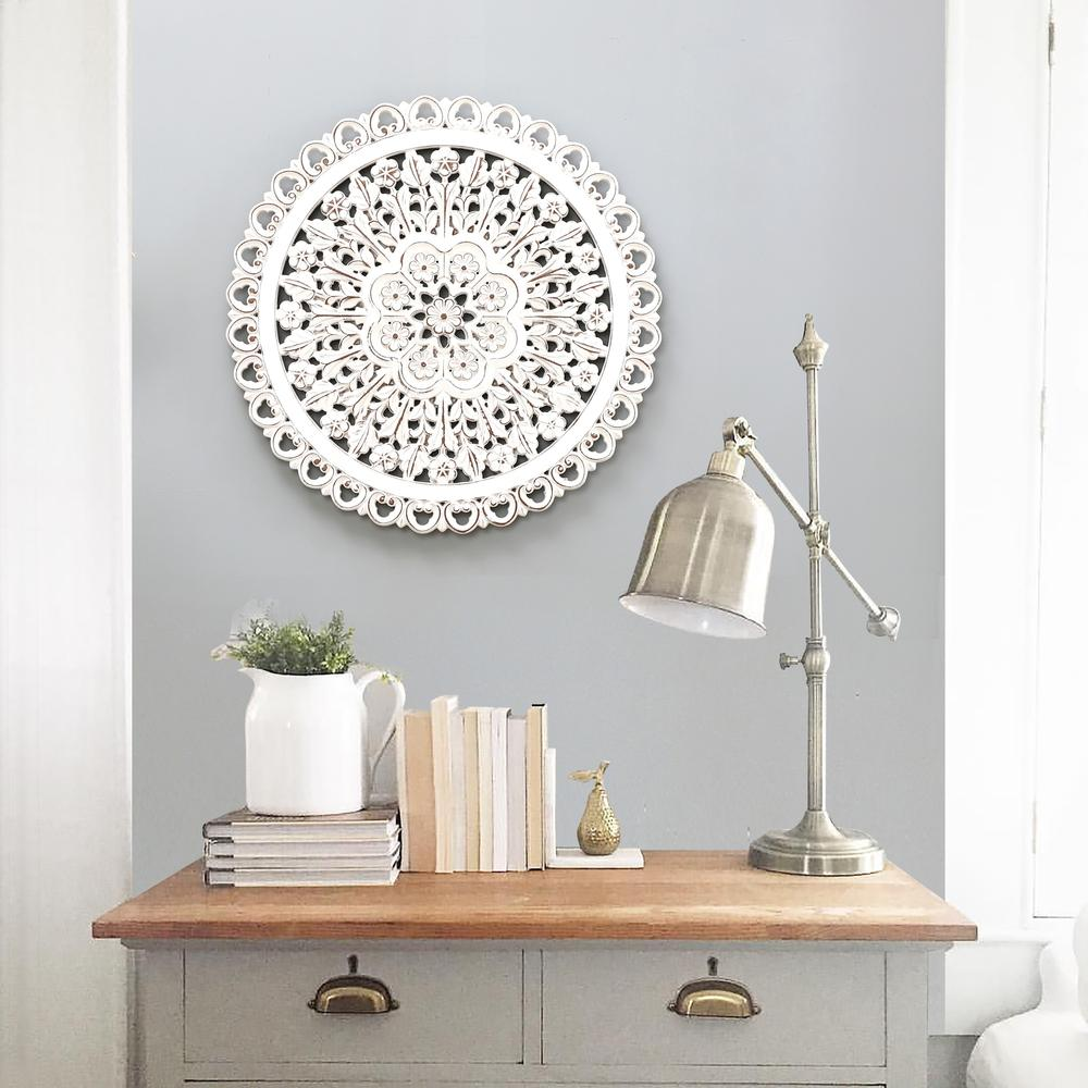 French Country Charm: Distressed White Wood Floral Wall Art