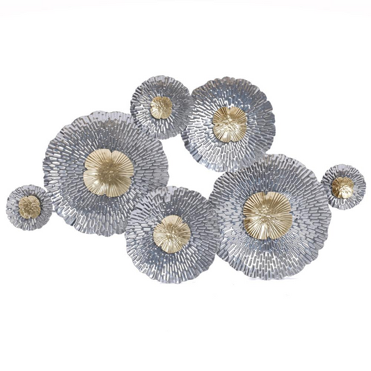 Silver and Gold Flowers Metal Wall Decor