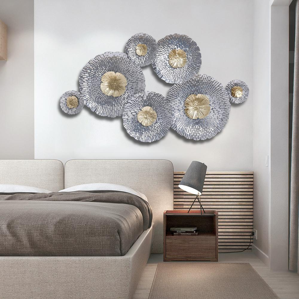 Silver and Gold Flowers Metal Wall Decor