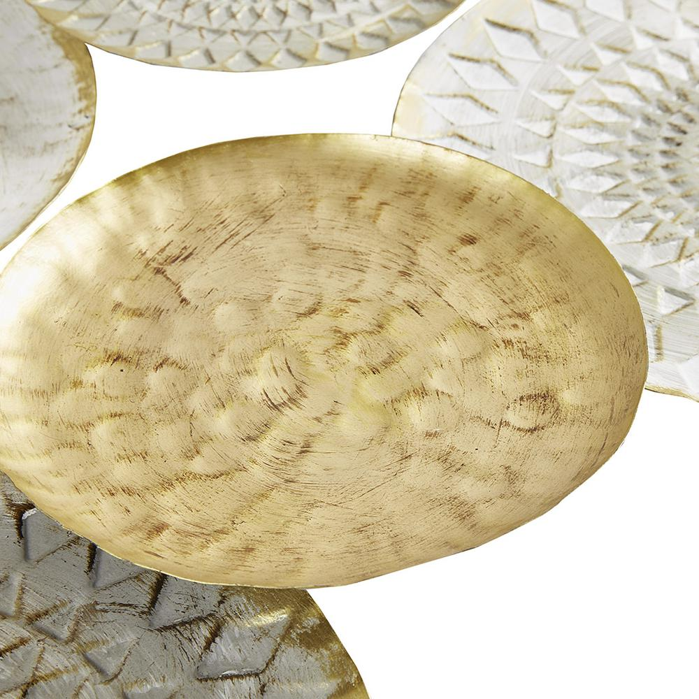 Metallic Muse: Textured Metal Wall Art in White & Gold