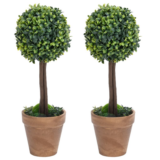 16.1" Faux Boxwood Topiary Balls in Pots (Set of 2)