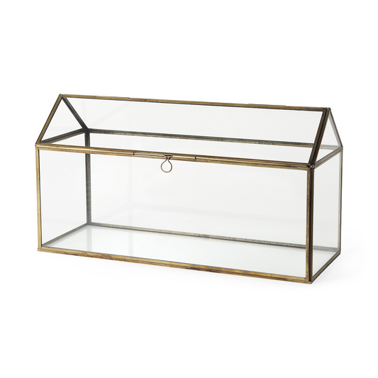 16" Gold Metal and Glass Terrarium