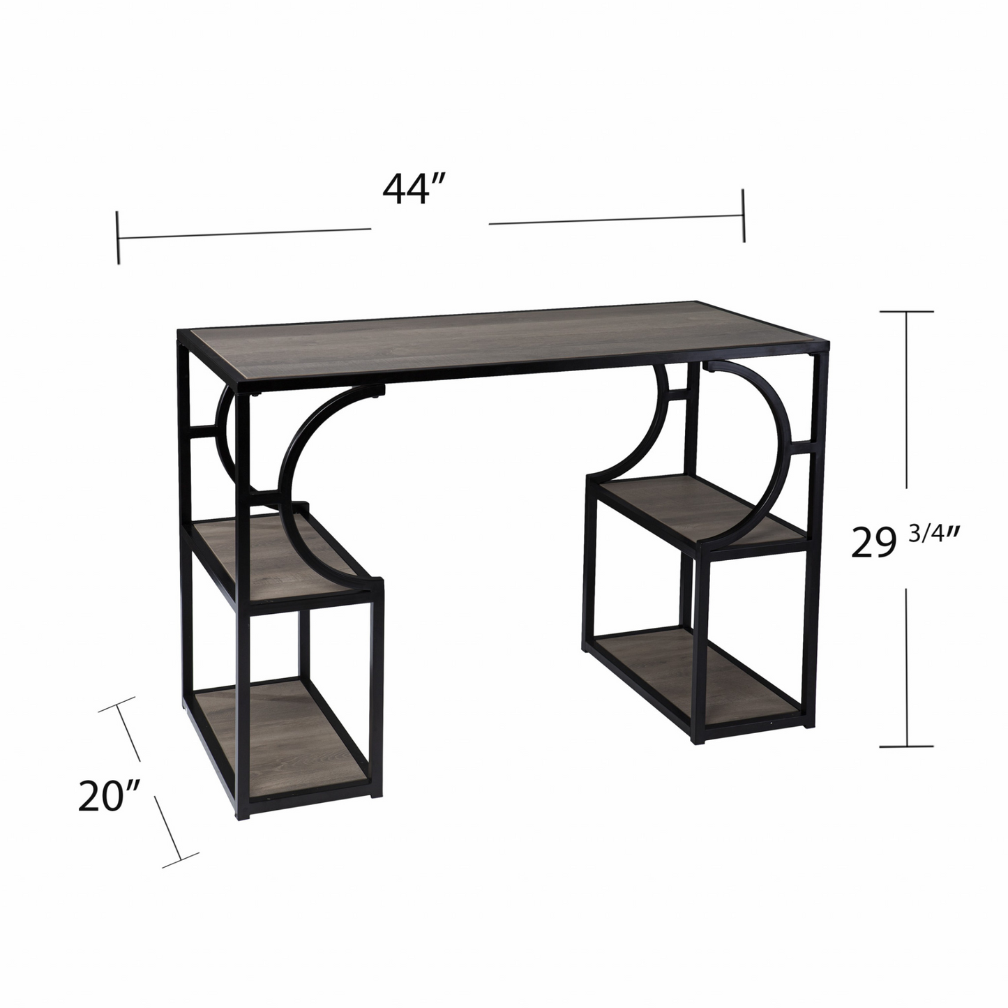 Modern Wood & Iron Writing Desk with Open Storage