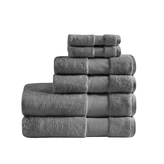 Luxurious Turkish Cotton Bath Towel Set in Charcoal