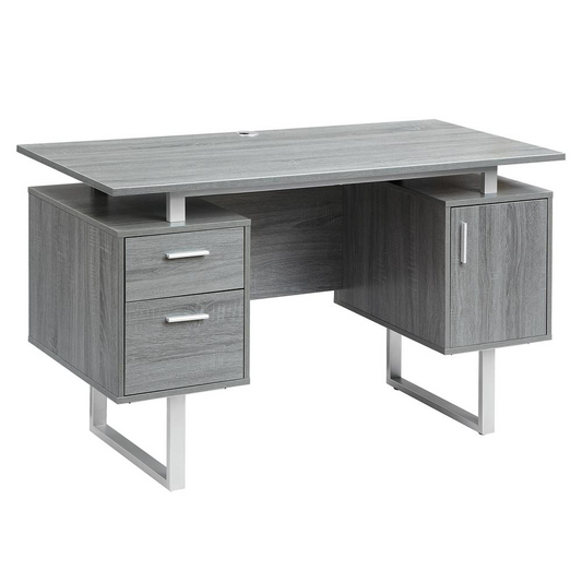 Grey Floating Top Desk with Metal Legs