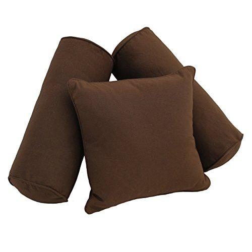 Double-corded Solid Twill Throw Pillows with Inserts (Set of 3)