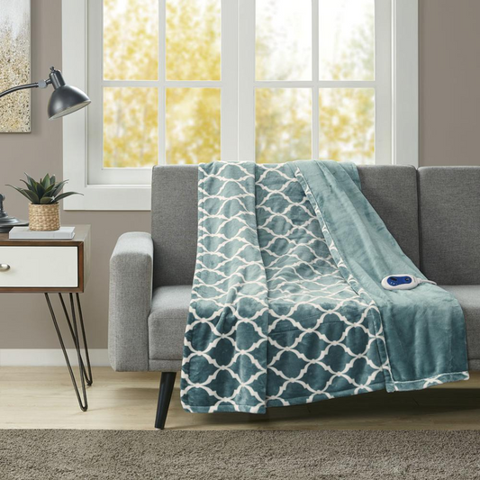 DD Exclusive: Oversized Turquoise Bliss - Heated Throw with Adjustable Settings