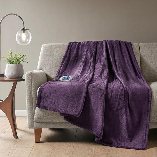 DD Exclusive: Oversized Purple Heated Blanket with Adjustable Settings