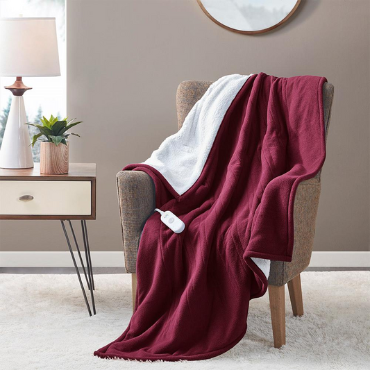 DD Exclusive: Serta Heated Throw Blanket - Fiery Wine Red