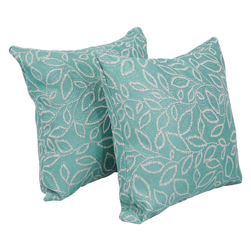 Woven Elegance: 17" Mint Jacquard Throw Pillows