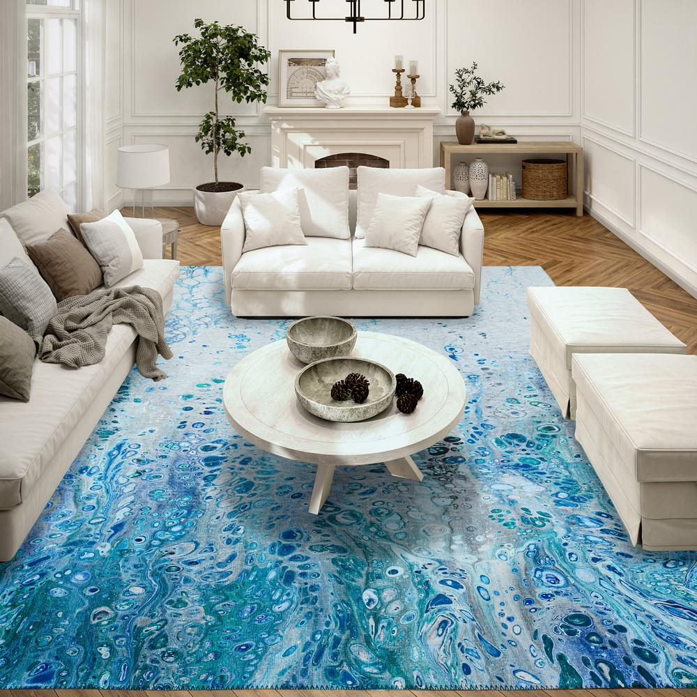 Karissa Coastline: Modern Abstract Ocean Vibes in a 10' x 14' Area Rug