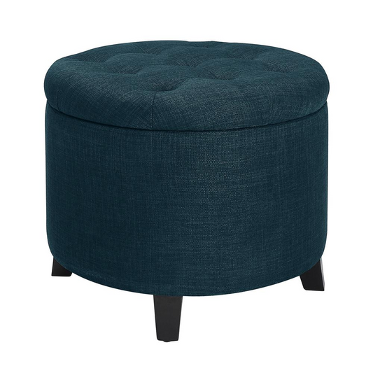 The Jamey Ottoman in Dark Denim Blue