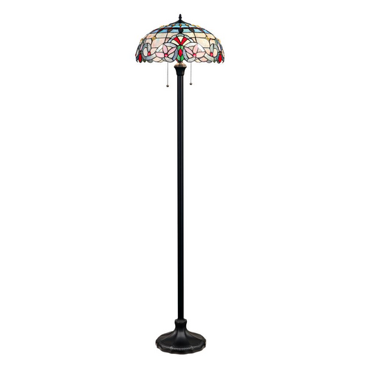 Opulent Victorian Floor Lamp: Handcrafted Tiffany-Style with Dark Bronze Finish