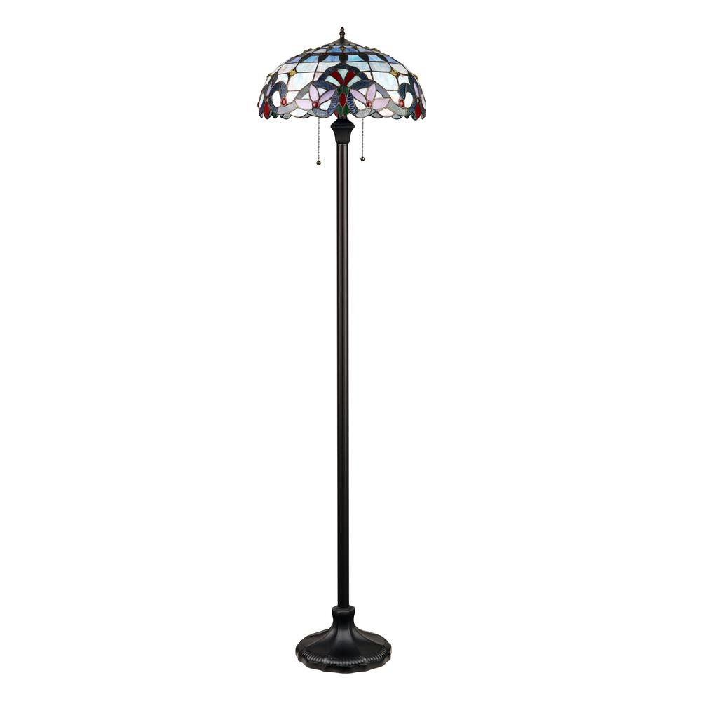 Opulent Victorian Floor Lamp: Handcrafted Tiffany-Style with Dark Bronze Finish