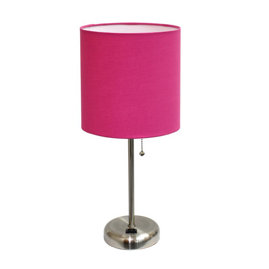 Aria Hot Pink Table Lamp with Charging Outlet