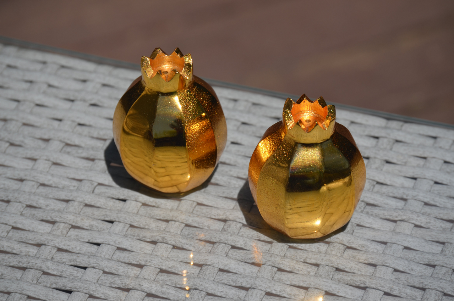 Golden Pomegranate Salt & Pepper Shakers