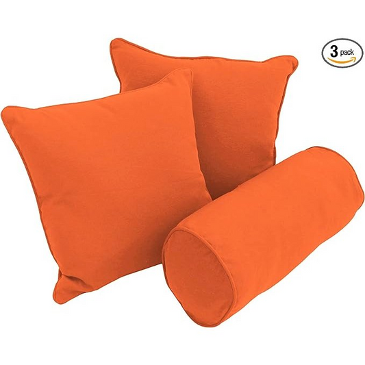 Double-corded Solid Twill Throw Pillows with Inserts (Set of 3)