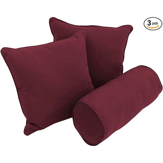 Double-corded Solid Twill Throw Pillows with Inserts (Set of 3)