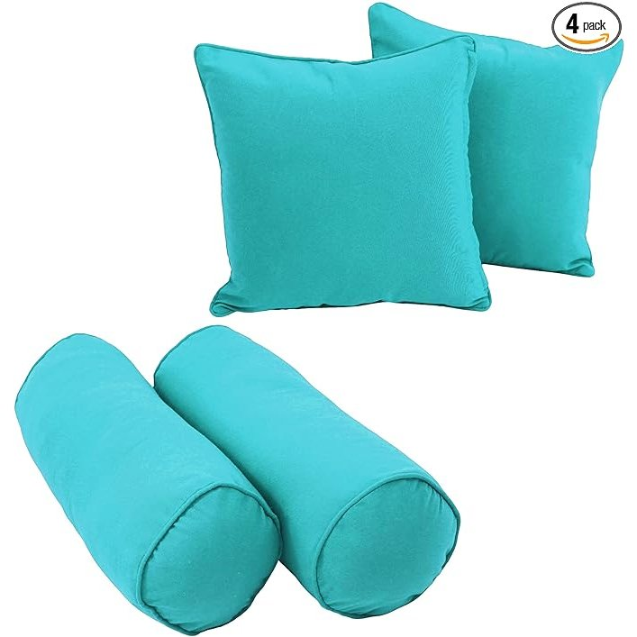 Double-corded Solid Twill Throw Pillows with Inserts (Set of 4)