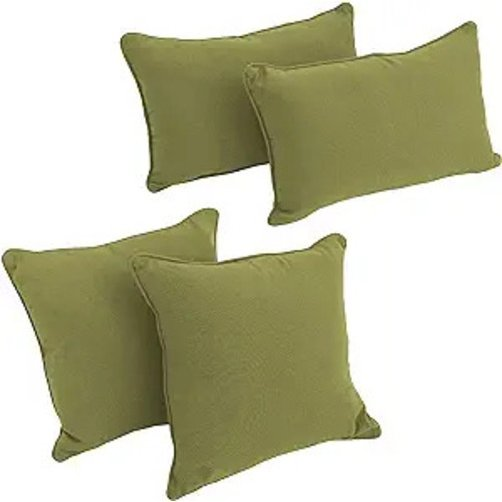 Double-corded Solid Twill Throw Pillows with Inserts (Set of 4)