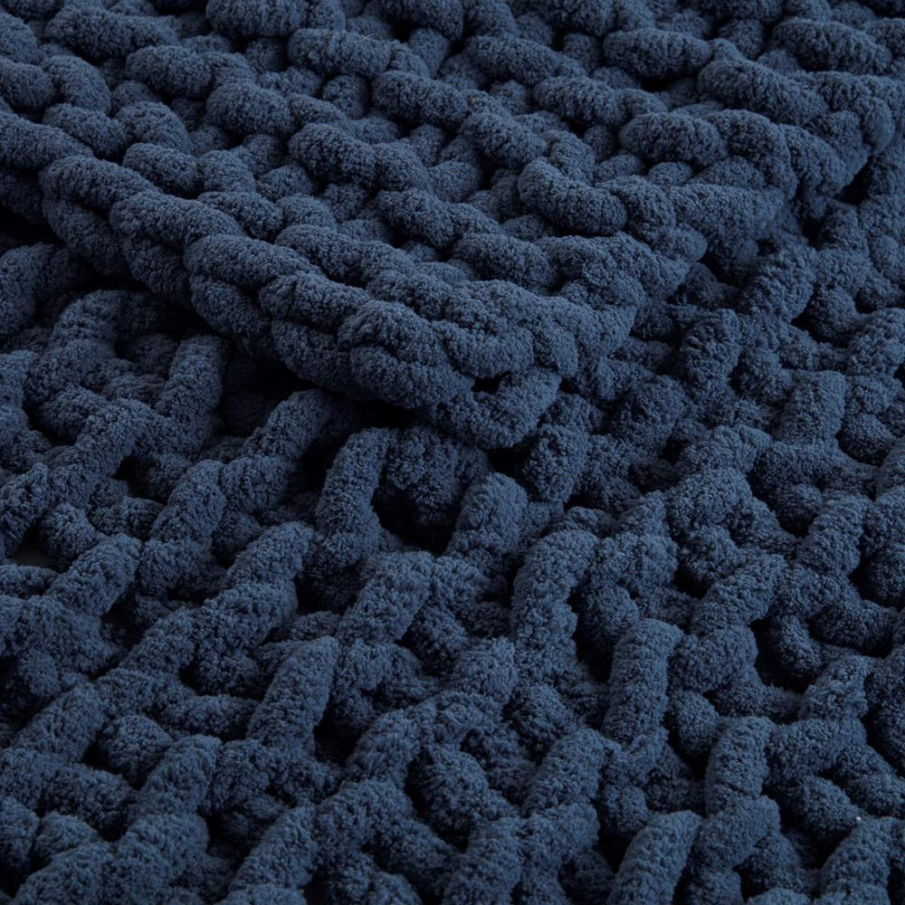 Decor Dorks Essentials: Hand-Knitted Denim Blue Chenille Blanket