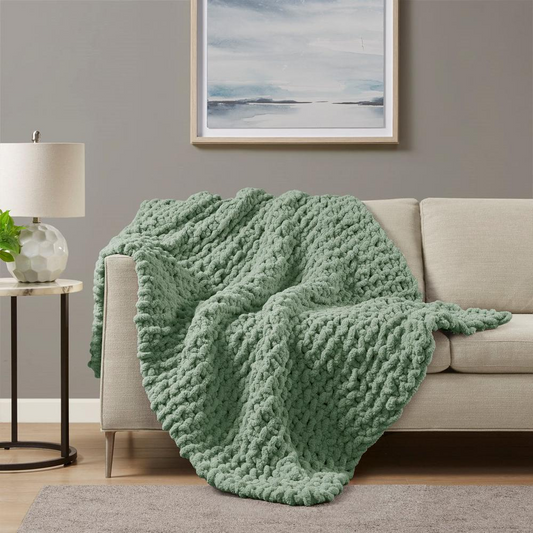 Decor Dorks Essentials: Hand-Knitted Tea Green Blanket