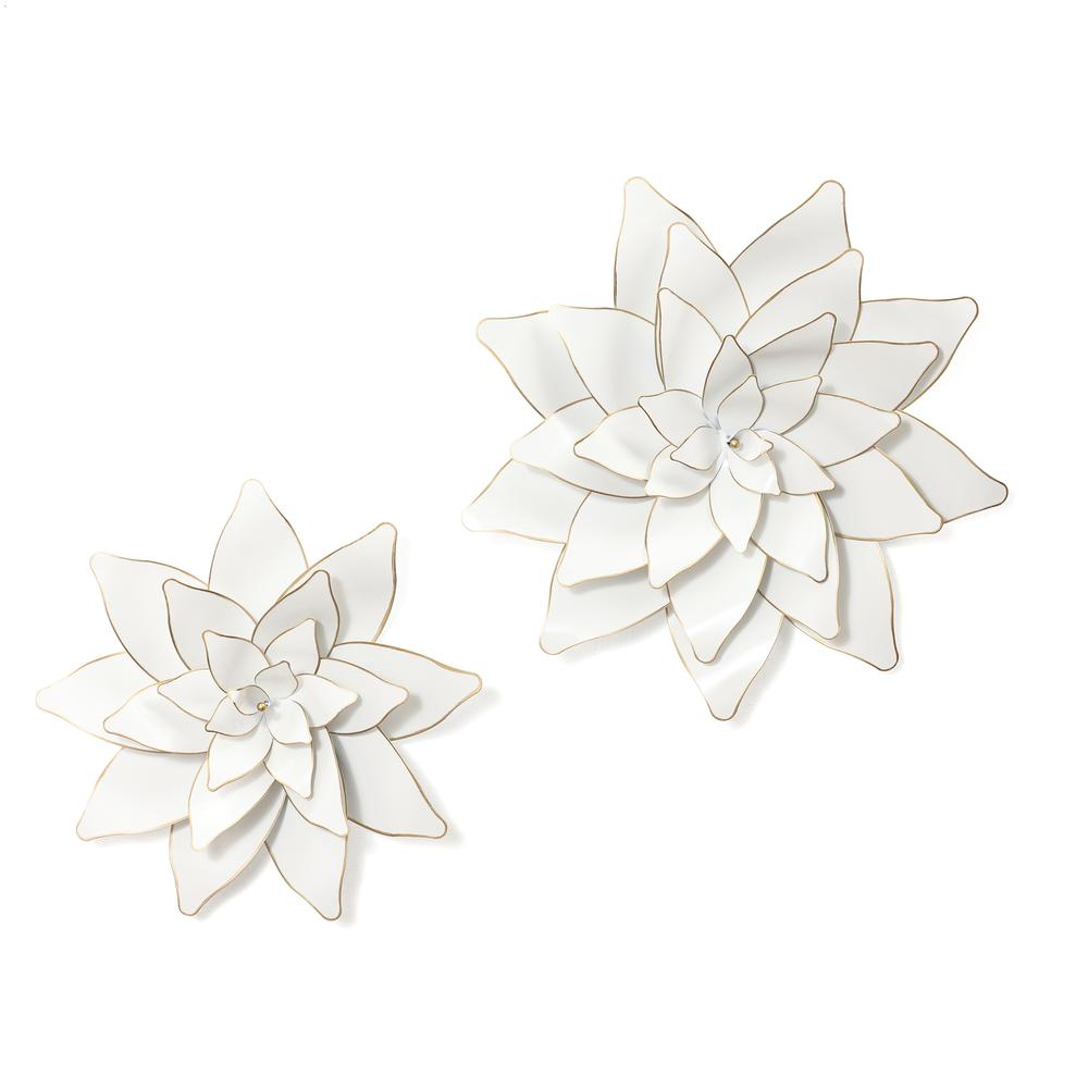 Blooming Elegance: 2-Piece White Lotus Wall Art