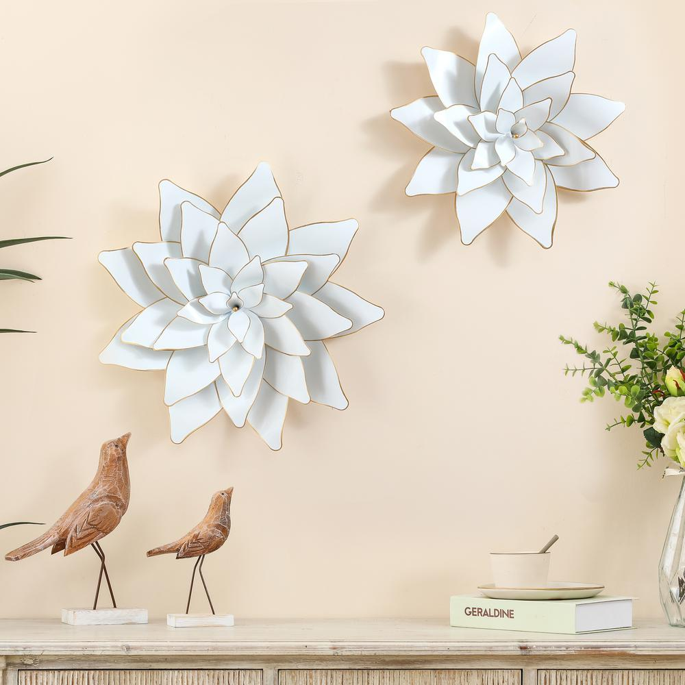 Blooming Elegance: 2-Piece White Lotus Wall Art