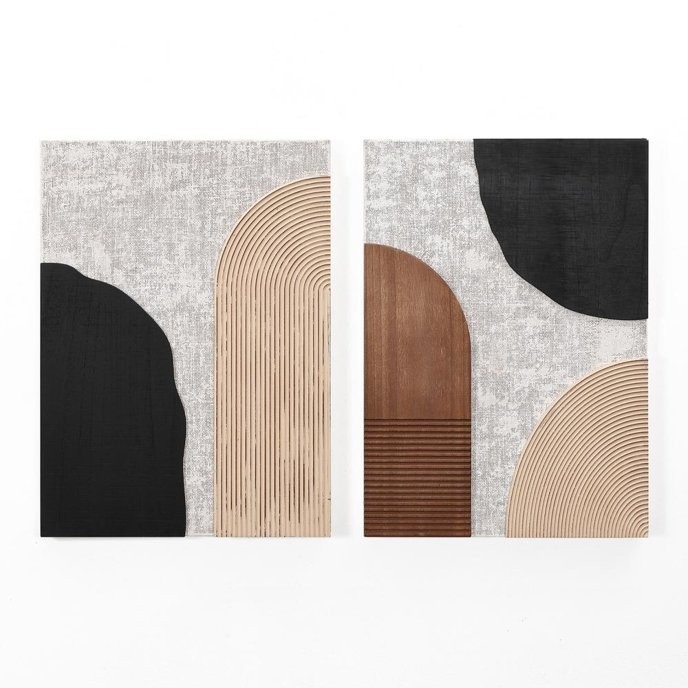 Modern Dimensions: Abstract Rectangular Wood Wall Decor (Set of 2)