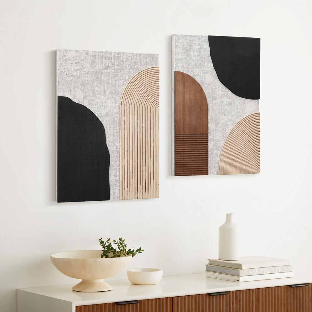 Modern Dimensions: Abstract Rectangular Wood Wall Decor (Set of 2)