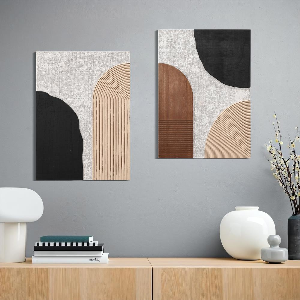 Modern Dimensions: Abstract Rectangular Wood Wall Decor (Set of 2)