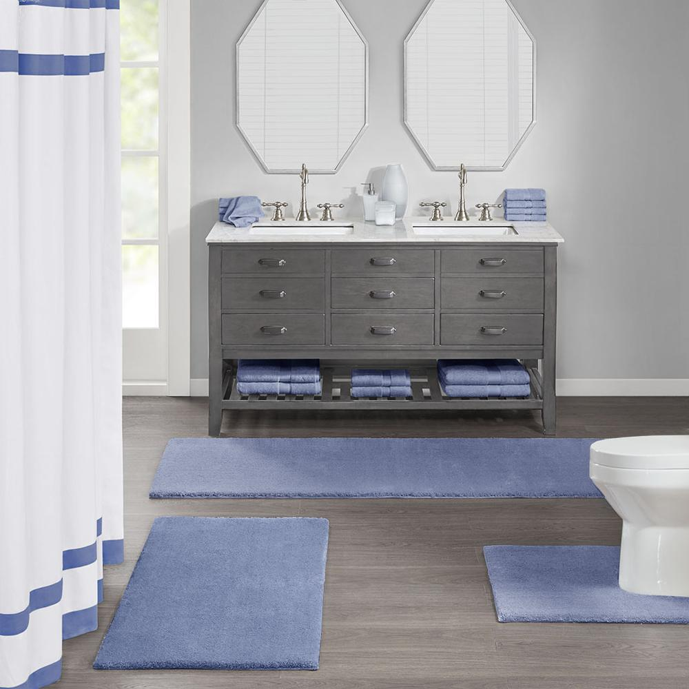 Marshmallow Contour Bath Rug in Spa Blue