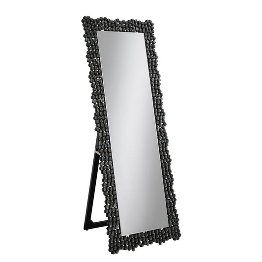 Mckay Textural Frame Cheval Floor Mirror Silver and Smoky Grey