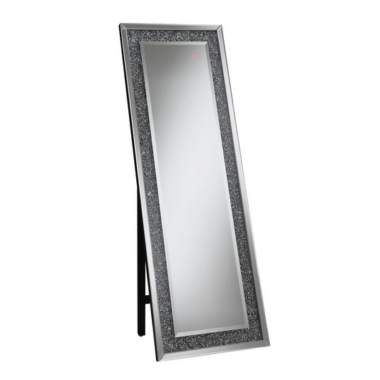 Carisi Rectangular Standing Mirror with LED Lighting Silver