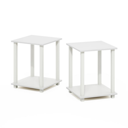 Simplistic End Table, Set of Two, White/White