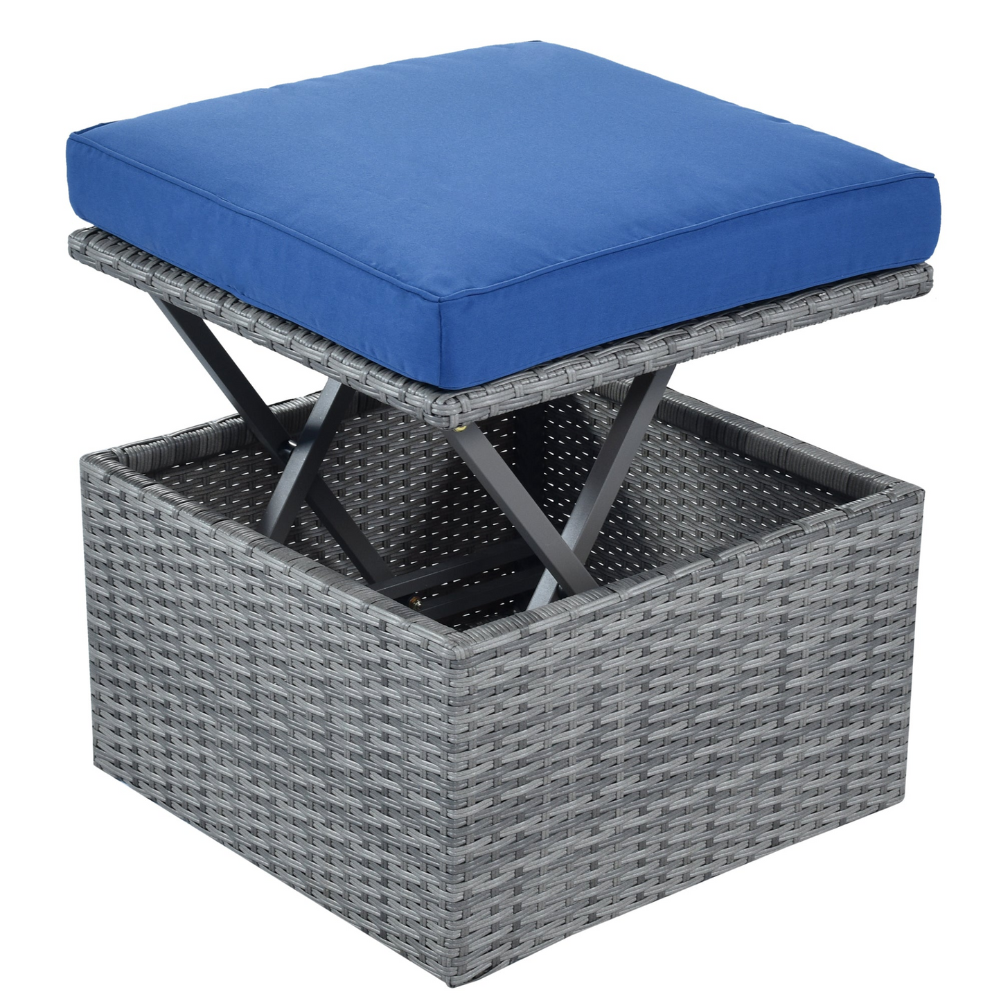 7-Piece Outdoor Royal Blue Patio Set | Retractable Canopy | Adjustable Seating