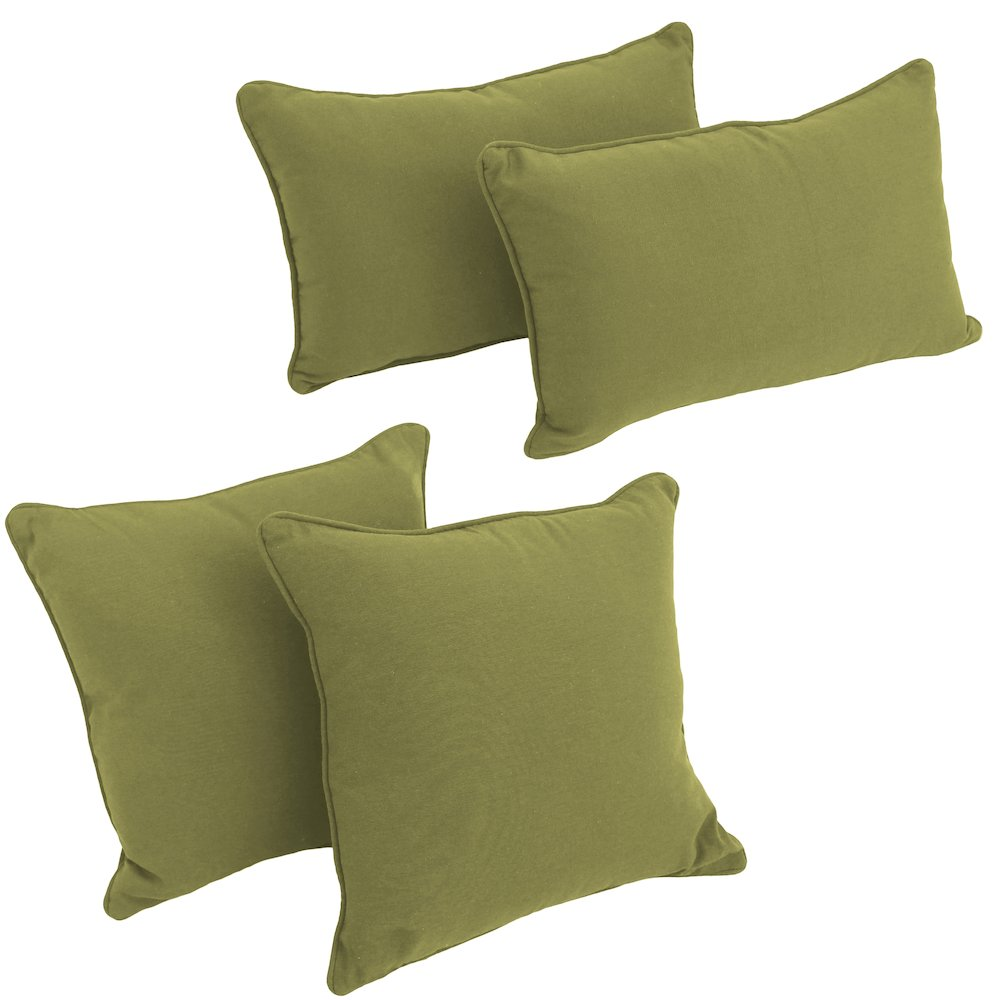 Double-corded Solid Twill Throw Pillows with Inserts (Set of 4)