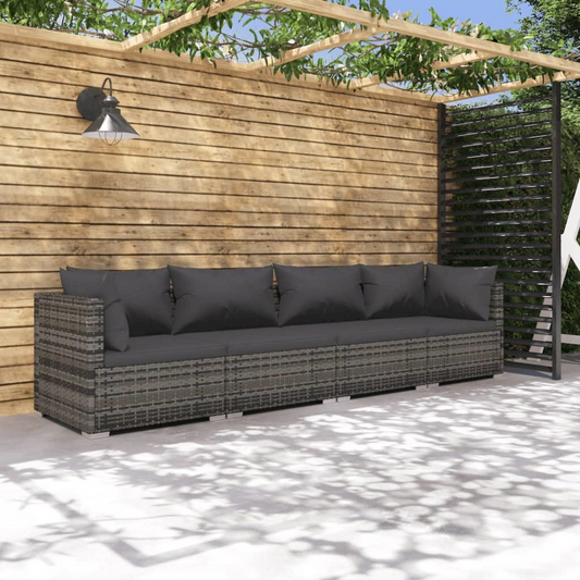 Weather-Resistant Poly Rattan Patio Set in Dark Grey | Comfortable Cushions | Modular Design