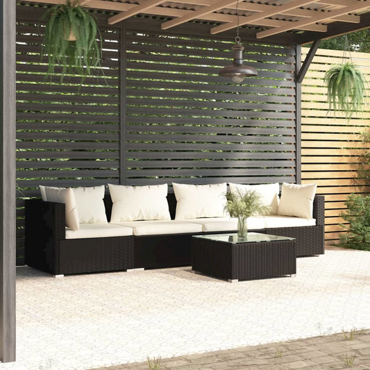 Weather-Resistant Poly Rattan Patio Set in Off-White | Comfortable Cushions | Modular Design