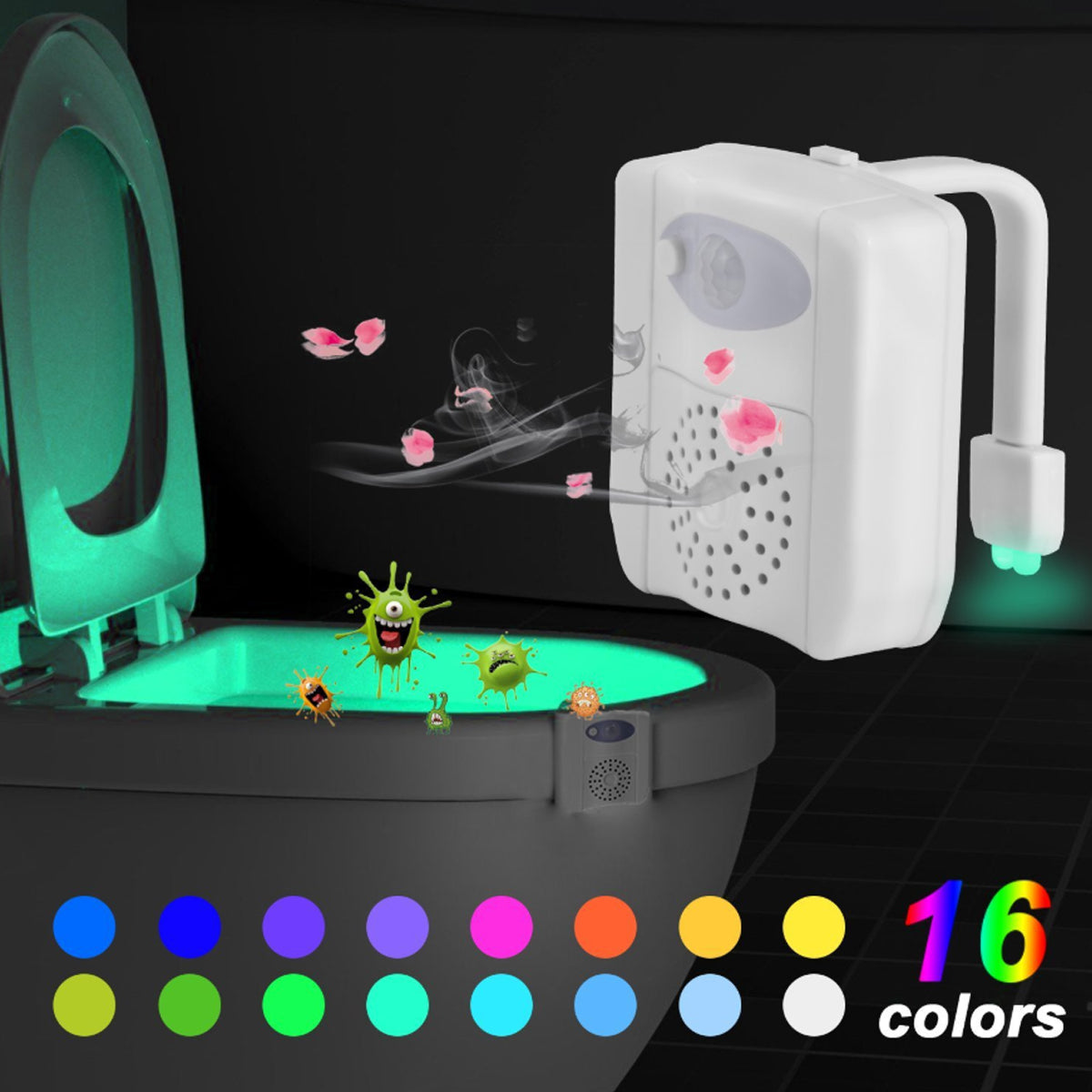 Germ-Free Toilet Light with UV Sanitizer and Aromatherapy